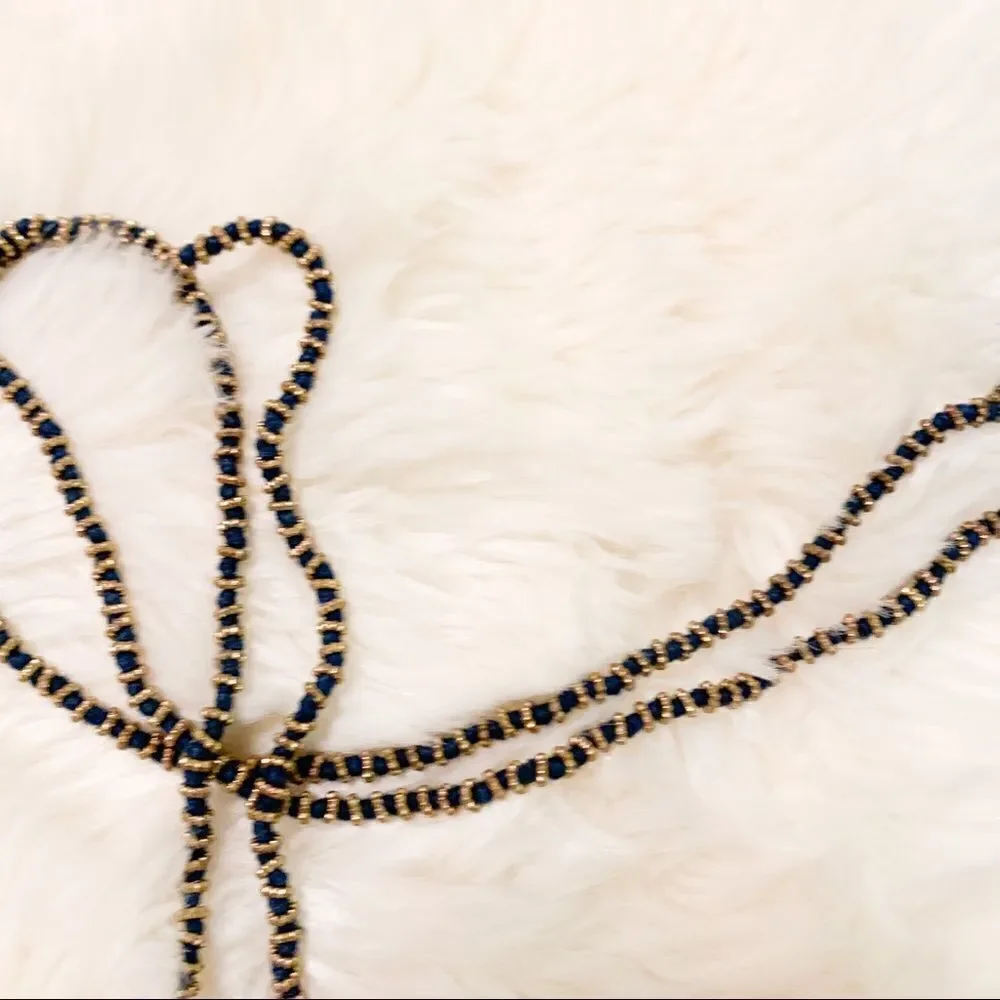 Red and Blue Long Tassel Necklace